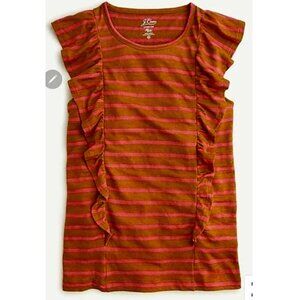 J. Crew Linen Ruffle Tank Top in Stripe Size M EUC